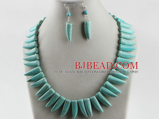 favourite horn shape turquoise necklace earrings set