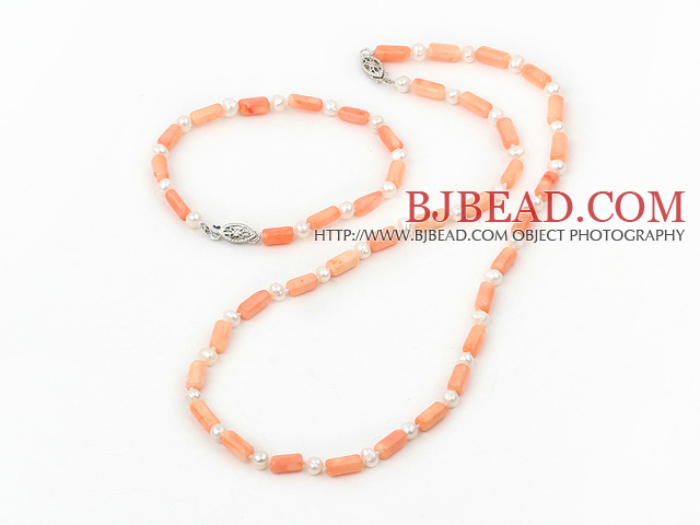 pearl and coral set( necklace, bracelet)