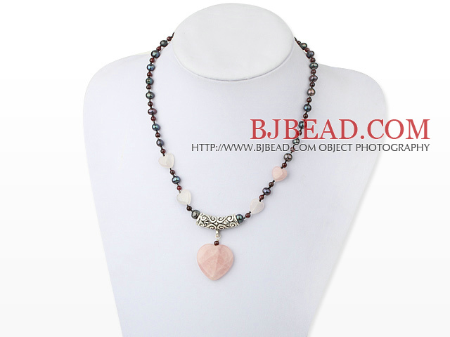 Pearl garnet ross quartz necklace 
