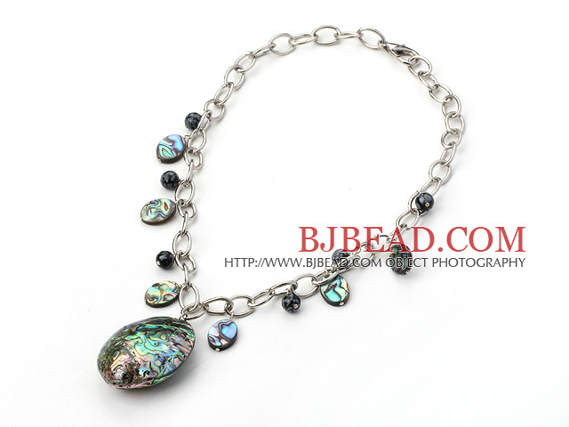 unakite and abalone shell necklace