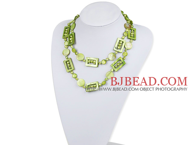 green pearl and shell necklace