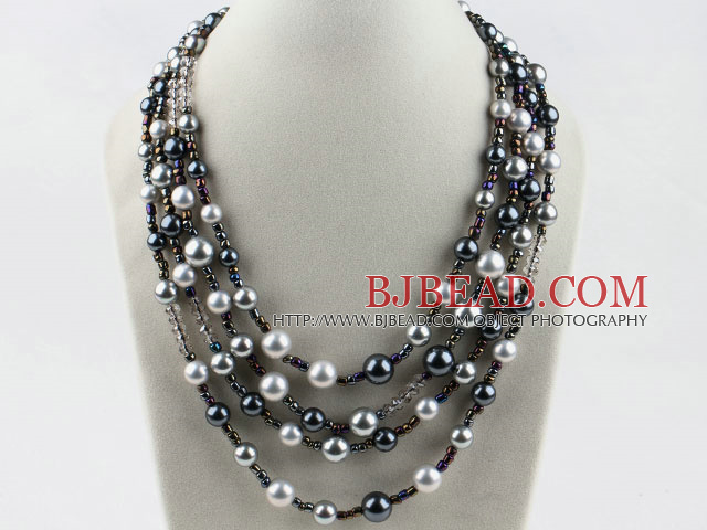 multi strand sea shell beads necklace