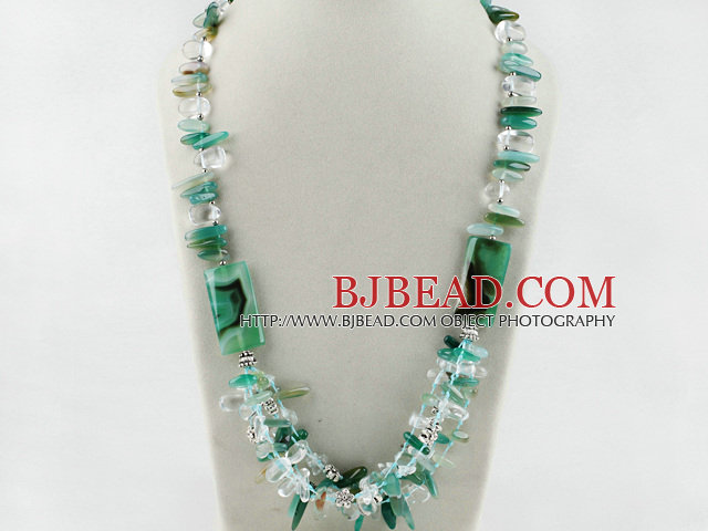 23.6 inches green agate crystal necklace