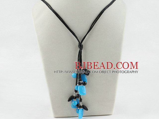 18.1 inches black agate kyanite necklace
