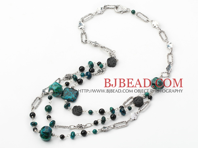 hot style black agate and phoenix stone necklace