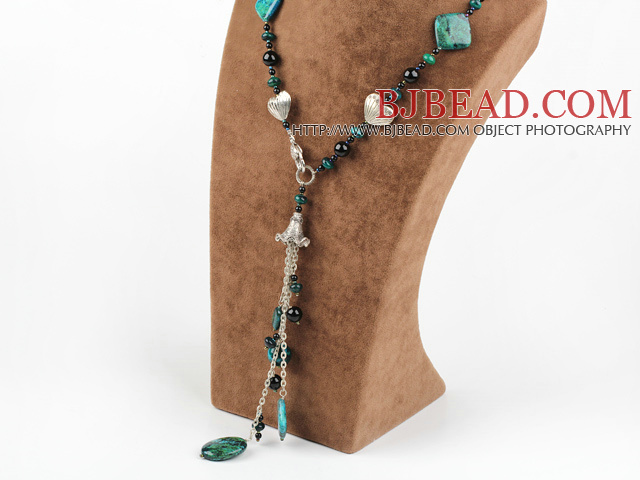Y shape agate and phoenix stone necklace