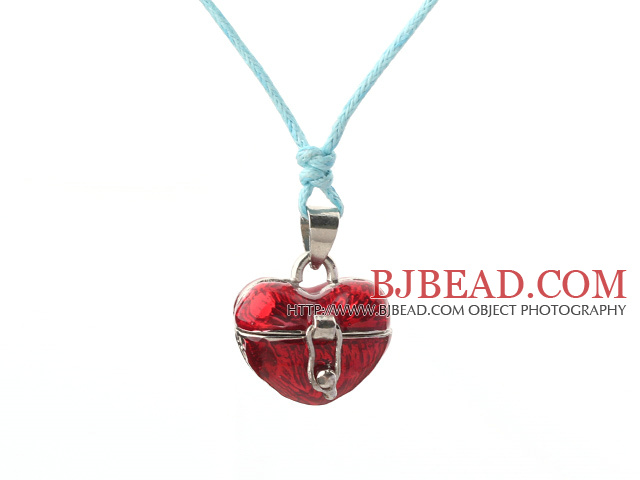 heart shape make a wish box necklace with lobster clasp