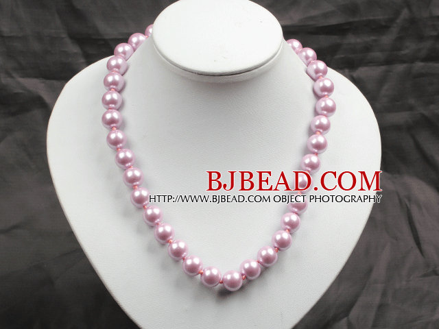 12mm Violet Color Round Glass Pearl Beads Choker Necklace Jewelry