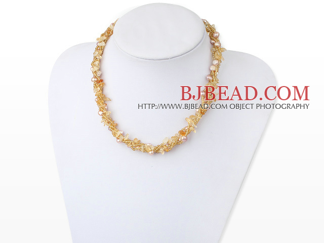 pearl yellow crystal necklace