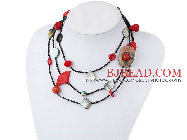 55 inches fashion long style multi strand multi stone necklace