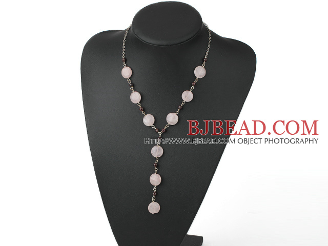 rose quartz garnet necklace