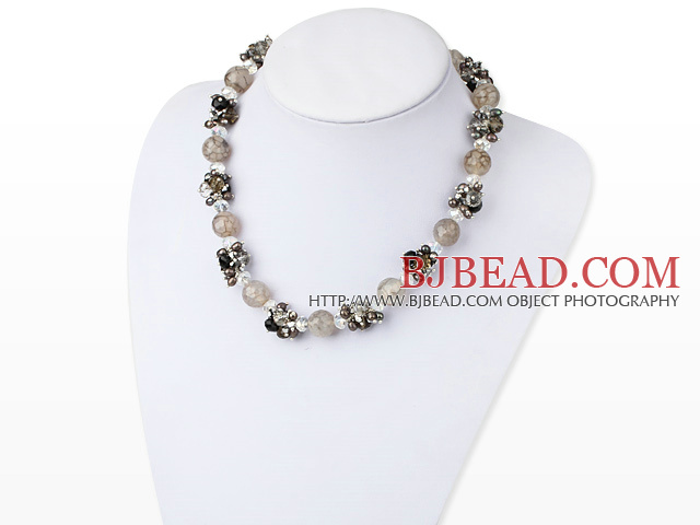 pearl crystal and agate necklace