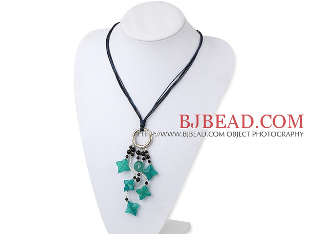 black agate and blue jade necklace