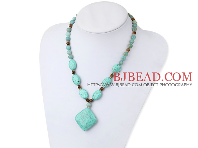 Amazon gem turquoise tiger eye necklace
