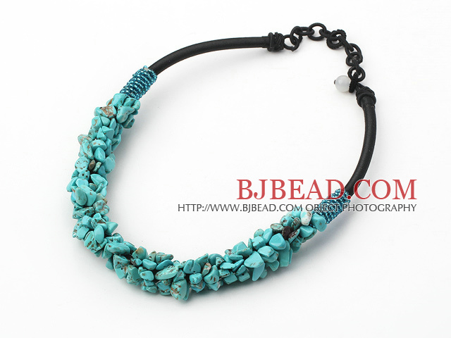 6*8mm turquoise chips beaded necklace