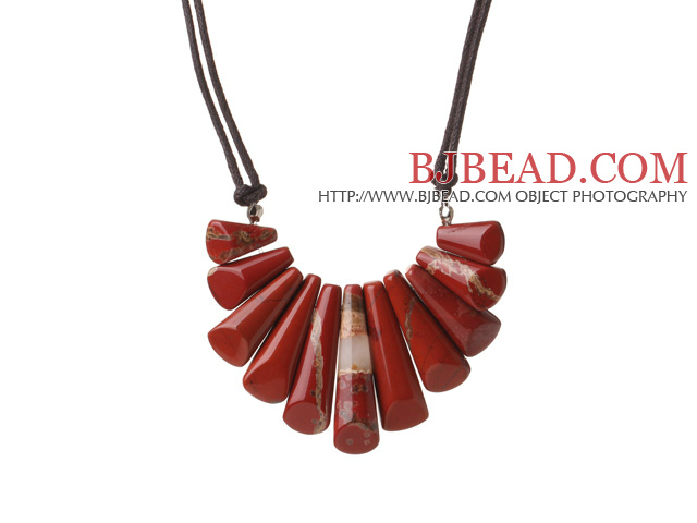 8*35mm red gem beaded necklace with extendable chain