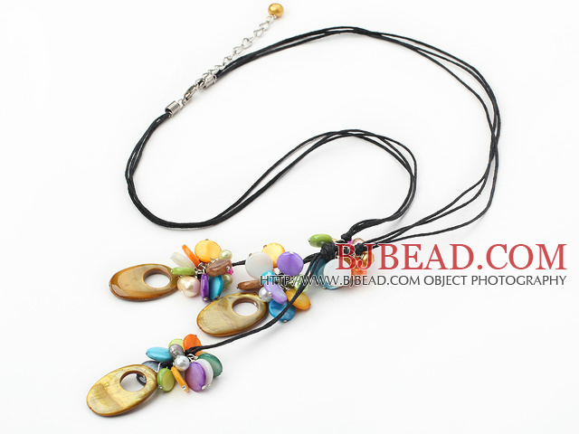 multi color pearl and shell necklace