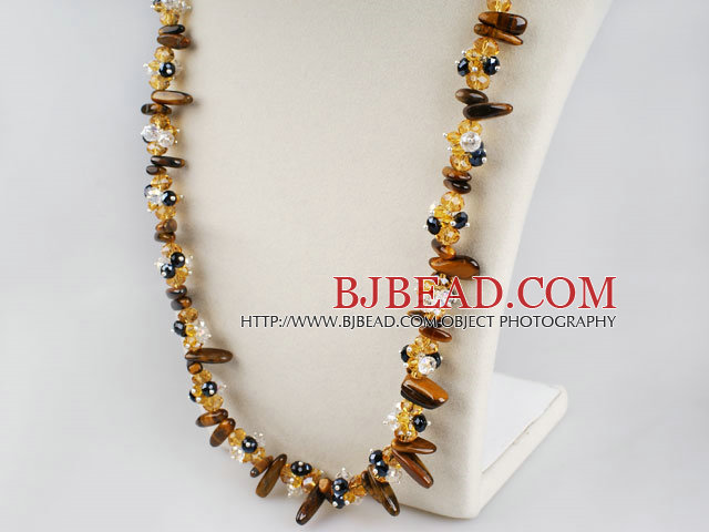 Czech crystal and tiger eye necklace