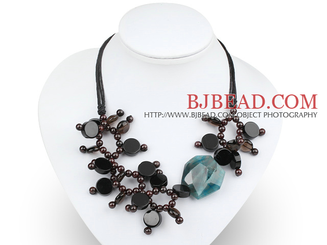 gorgeous garnet smoky quartz agate necklace