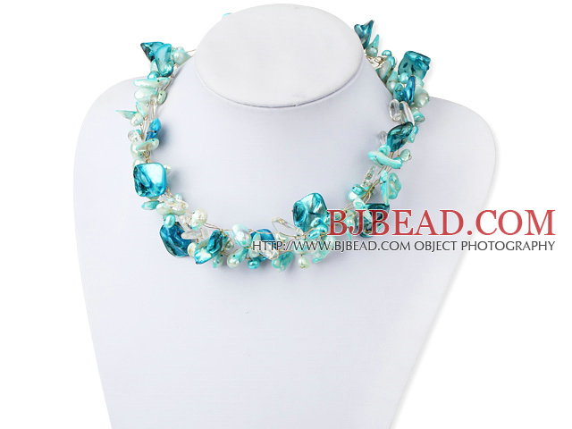 pearl shell and crystal necklace