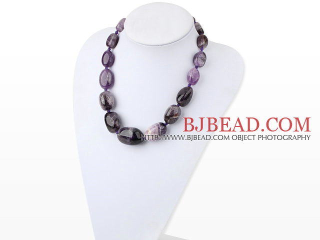 Chunky Style Big Irregular Amethyst graduated necklace