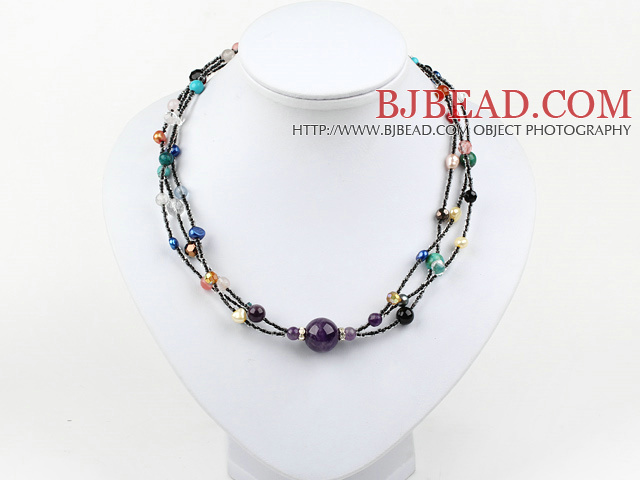amethyst multi-stone necklace