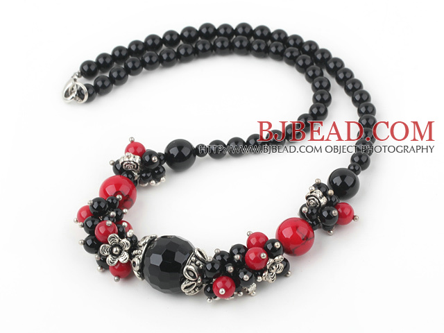 17.5 inches black agate and alaqueca necklace