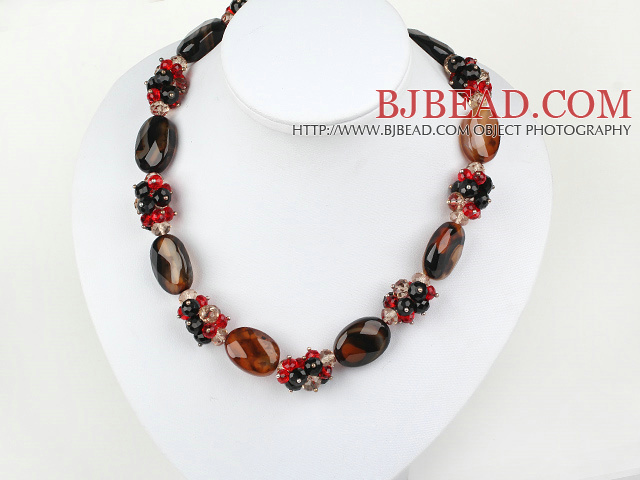 Agate and crystal necklace