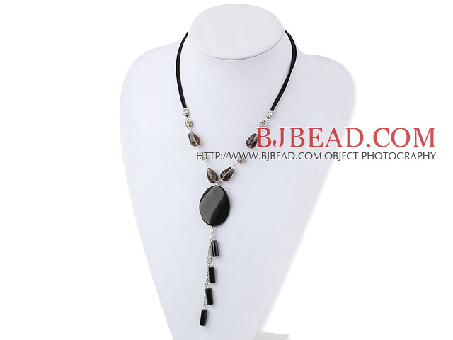 smoky quartz agate necklace