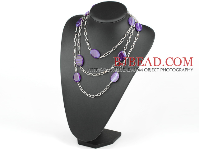 fashion long style purple agate necklace