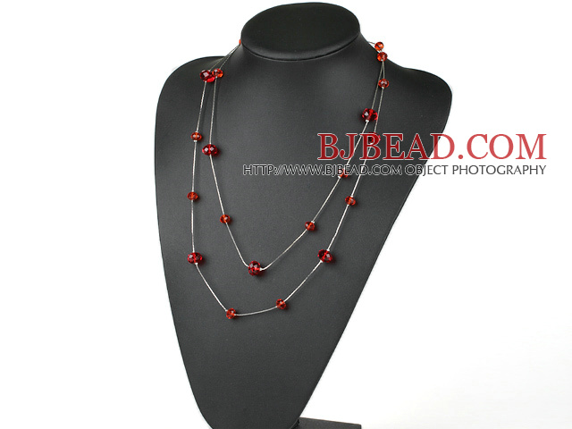 fashion 51.2 inches long style red crystal necklace