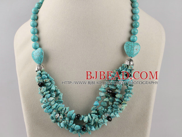 turquoise and crystal necklace with lobster clasp