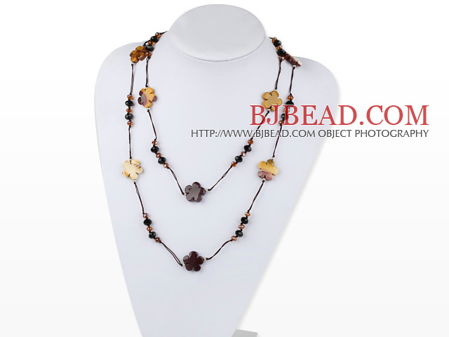 fashion costume jewelry black crystal and vitelline stone necklace