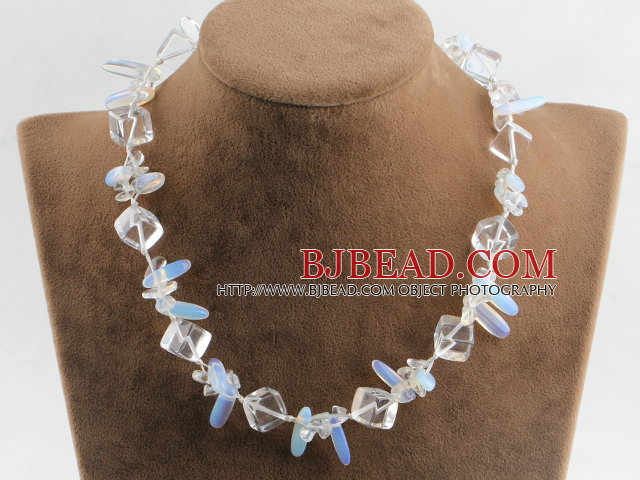 17.7 inches clear crystal and opal necklace