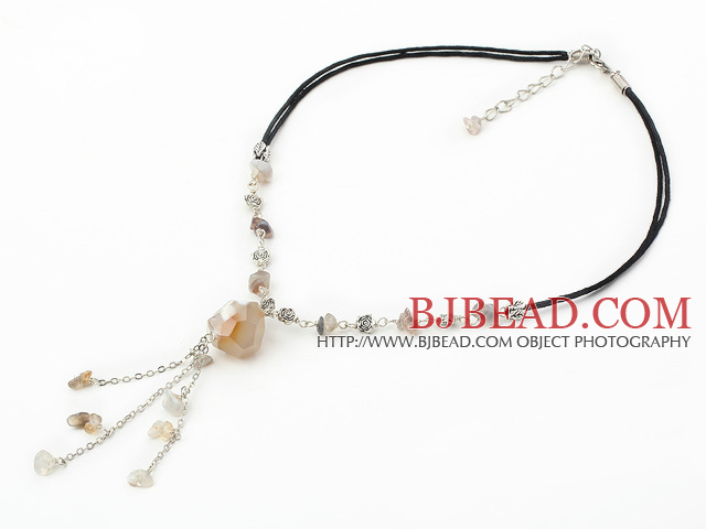 Persian gray agate necklace with extendable chain