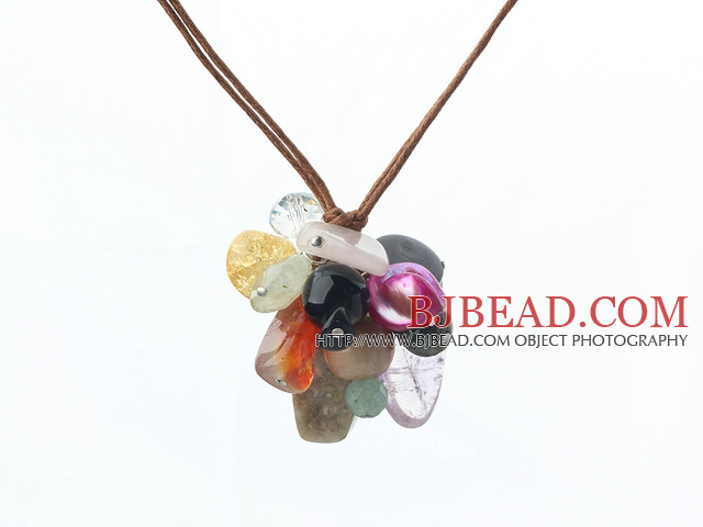 multi color gemstone necklace with extendable chain