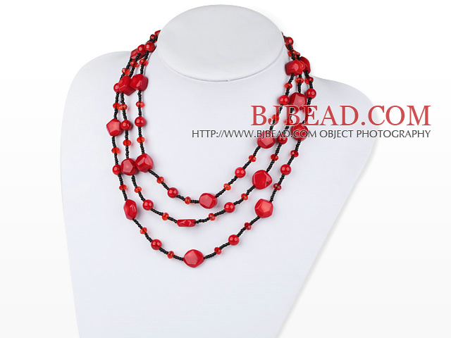 fashion costume jewelry red crystal bloodstone red coral necklace