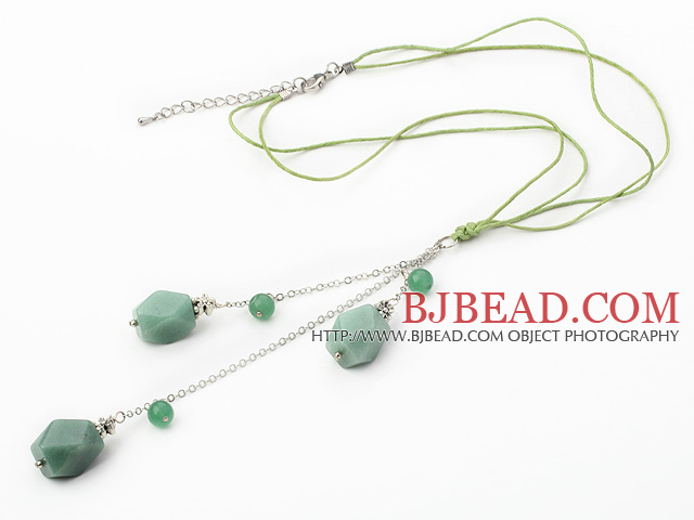 18.1 inches aventurine Y necklace pendant with extendable chain