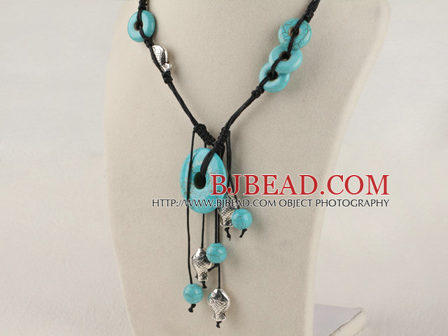 wonderful turquouse and fish charm necklace