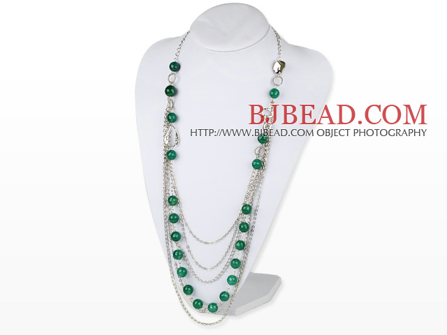 long style 35.4 inches exquisite facted green agate multi layer necklace