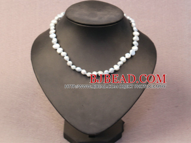 Simple Trendy Style Natural Light Blue Potato Pearl Necklace