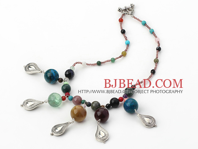 multi color gem stone necklace (color picked randomly)