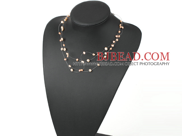17 inches pink pearl necklace with lobster clasp(4-8mm)