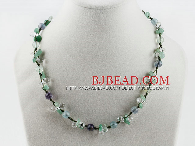 crystal aventurine and rainbow flourite necklace