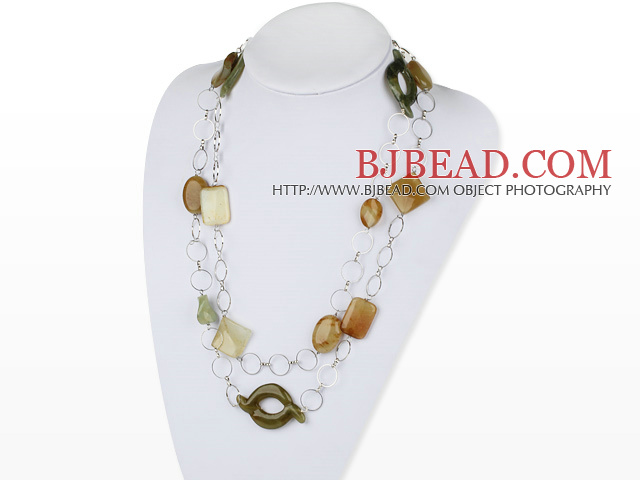 assorted three colored jade long necklace