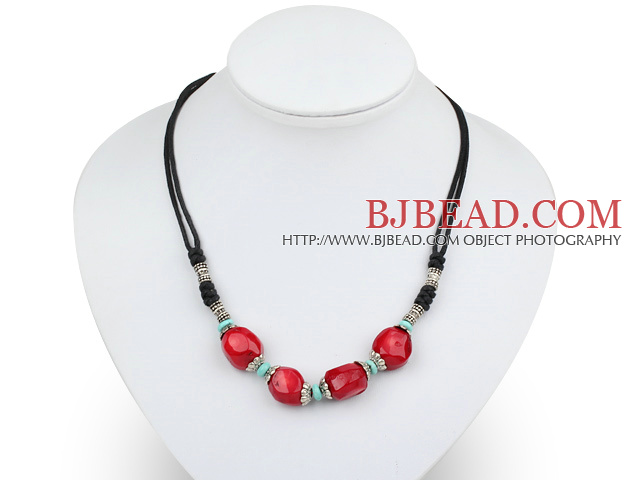red coral turquoise necklace with extendable chain