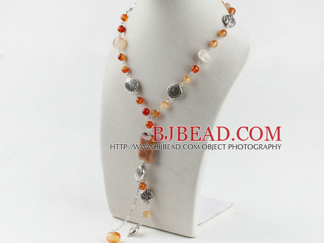 natural color agate Y shape necklace