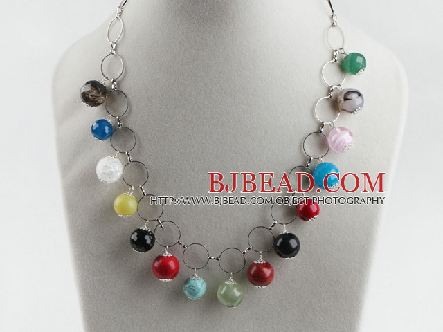 assorted multi color gemstone necklace(random color)