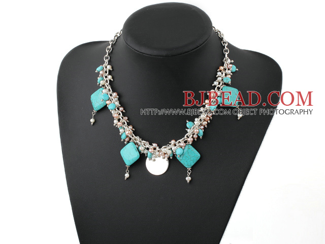 pearl turquoise colored glaze necklace