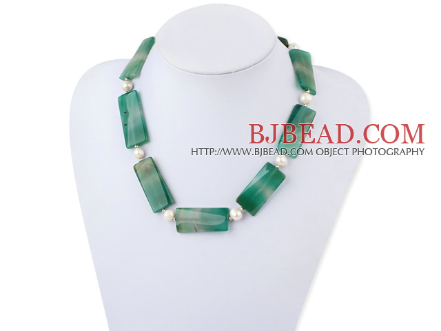 pearl green agate necklace